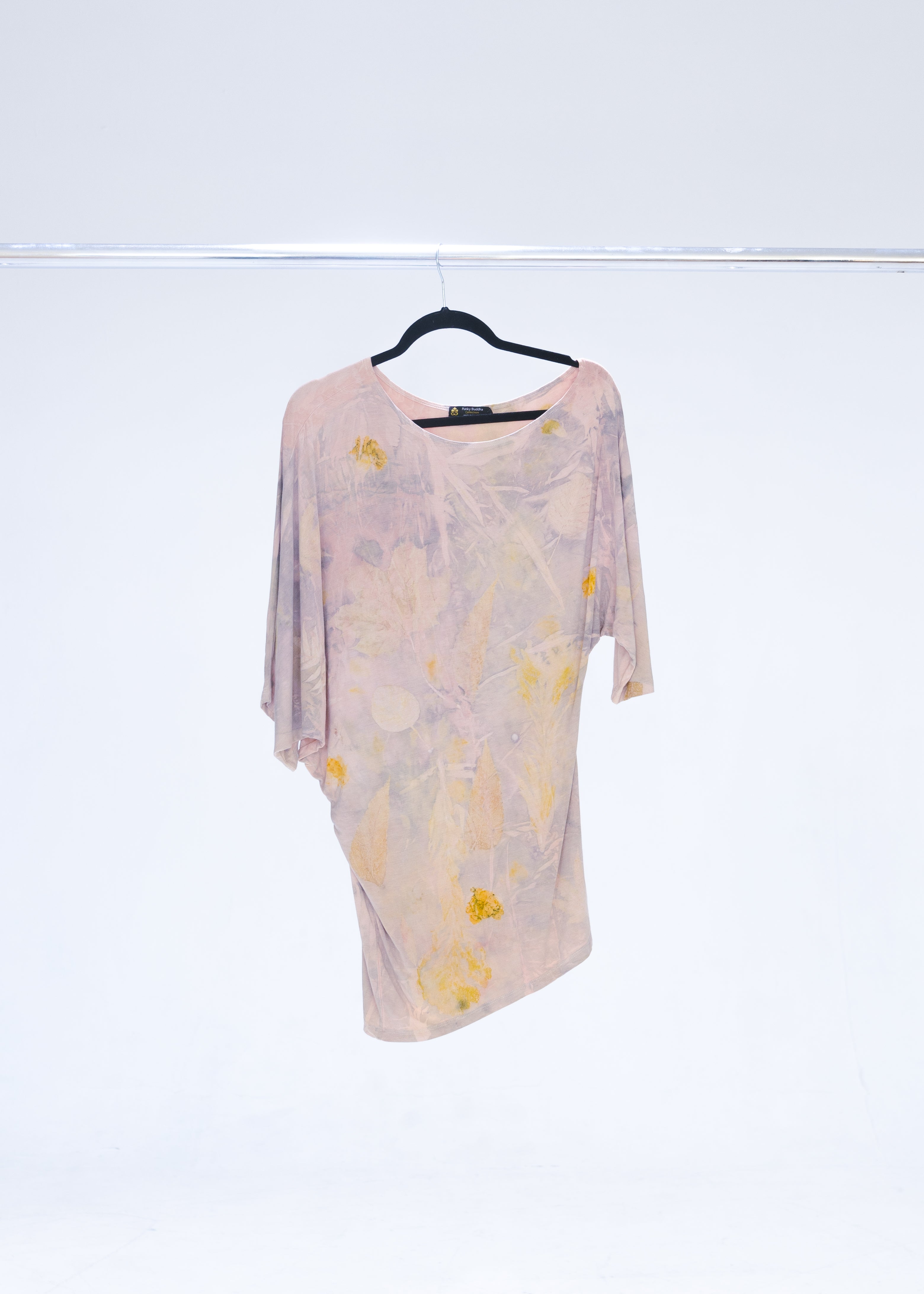 Off-Shoulder Dress Cochineal Eco-print Medium