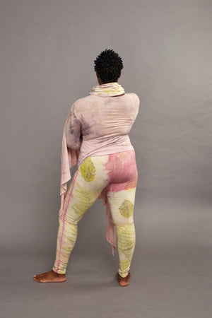 High-Rise Leggings Long Hemp Natural Dye Cochineal Eco Print 235gsm Large