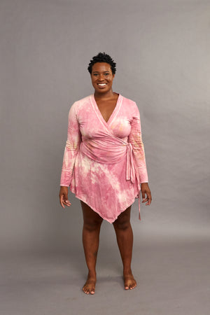 Wrap Dress Hemp Cochineal Eco-Printed